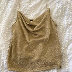 Top shop gold glittery cowl neck going out top!